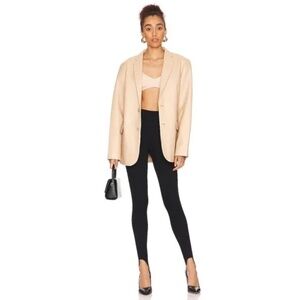 Allsaints Liliana Stirrup Leggings Womens Size 12 Black Ribbed Jersey High-Waist